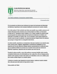 Comunicado - habilitacion SAN MIGUEL