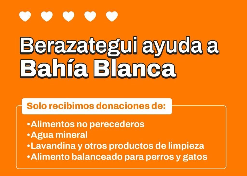 Berazategui ayuda a Bahía Blanca